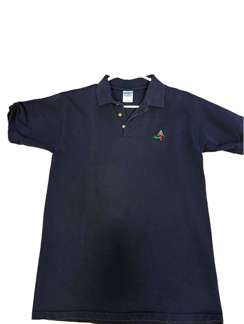 Gildan Ultra Cotton Men’s M Navy Cotton Knit Polo Shirt Embroidered Angry Golfer